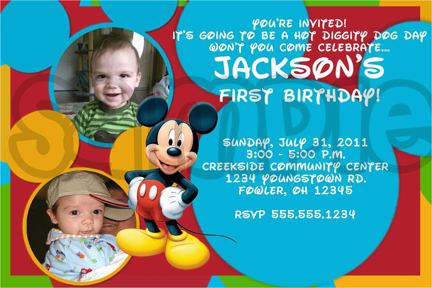 Personalized Mickey Mouse 1st Birthday Invitations Mickey Mouse Photo Birthday Invitations Drevio