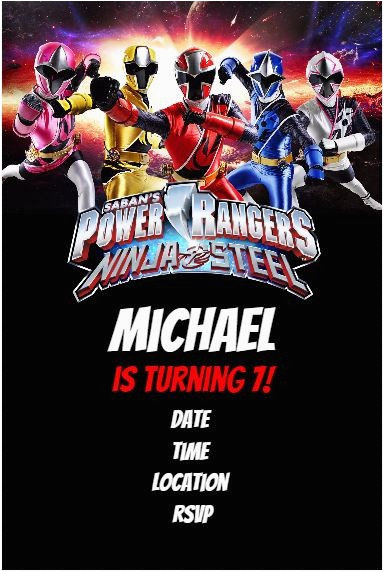 Personalized Power Rangers Birthday Invitations Power Rangers Ninja Steel Party Invitation Personalized