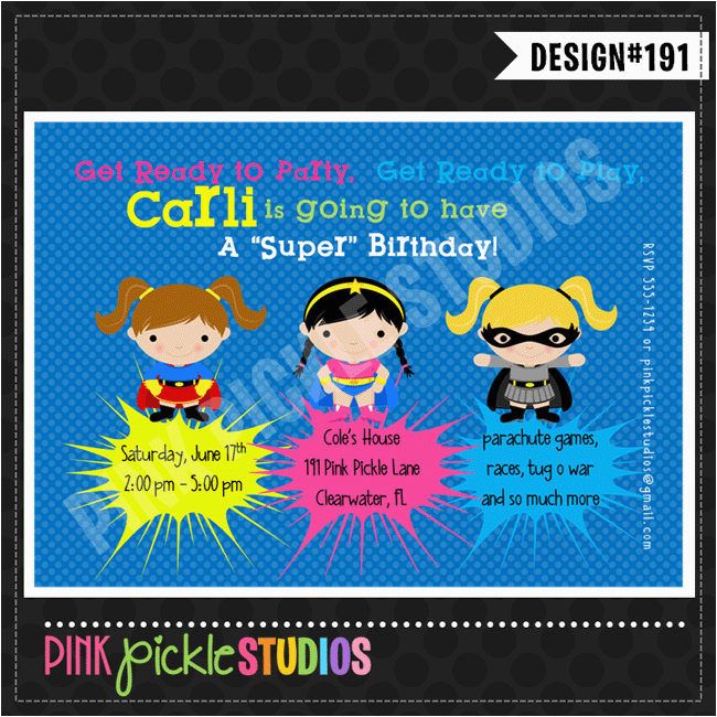 Personalized Superhero Birthday Invitations Superhero Girls Personalized Party Invitation