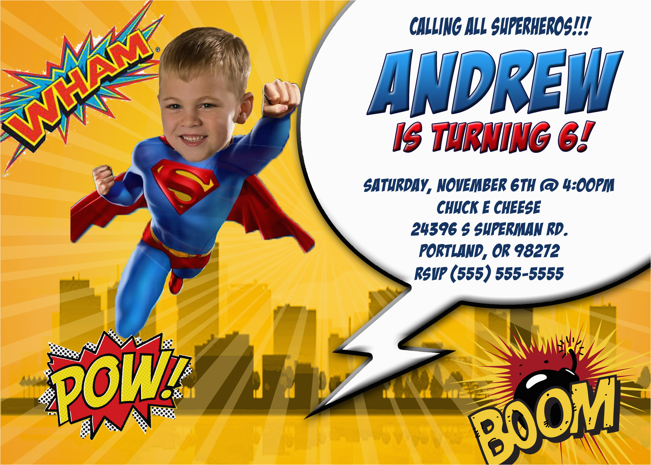 Personalized Superman Birthday Invitations Superman Birthday Invitations Kustom Kreations