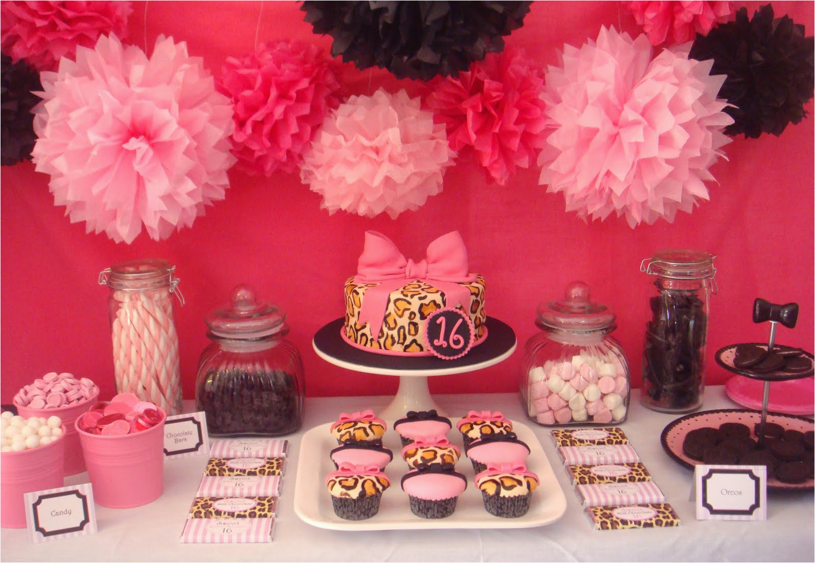 Pink Cheetah Print Birthday Decorations butter Hearts Sugar Pink and Leopard Print Birthday