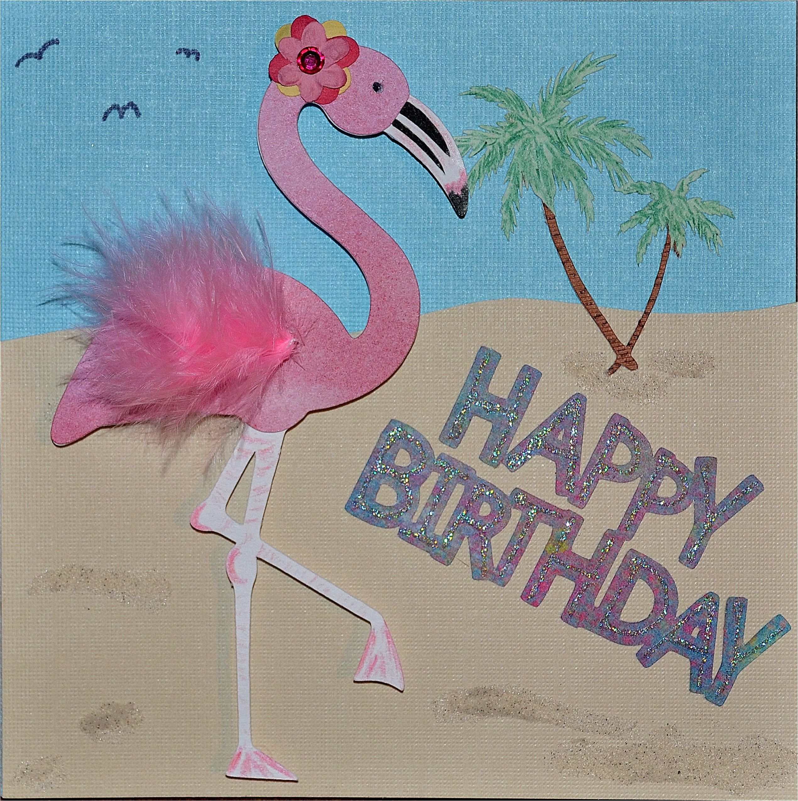 Pink Flamingo Birthday Cards Cricut Flamingo Birthday Card Just4crafters