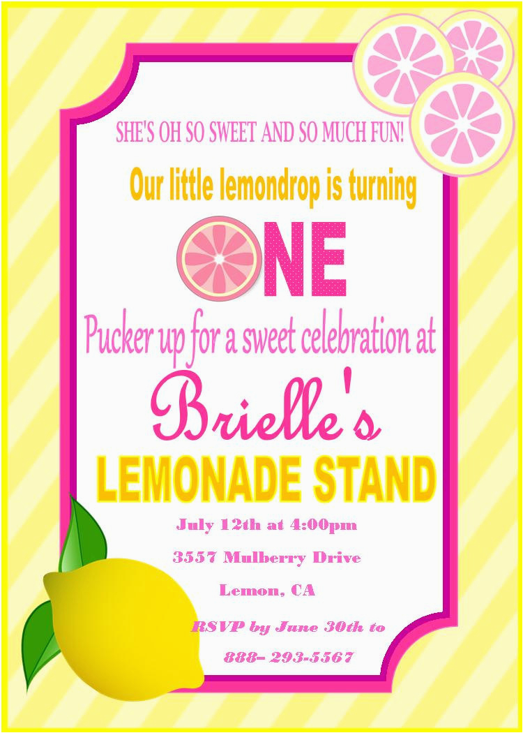 Pink Lemonade Birthday Invitations Pink Lemonade Birthday Invitation Pink Lemondade Birthday