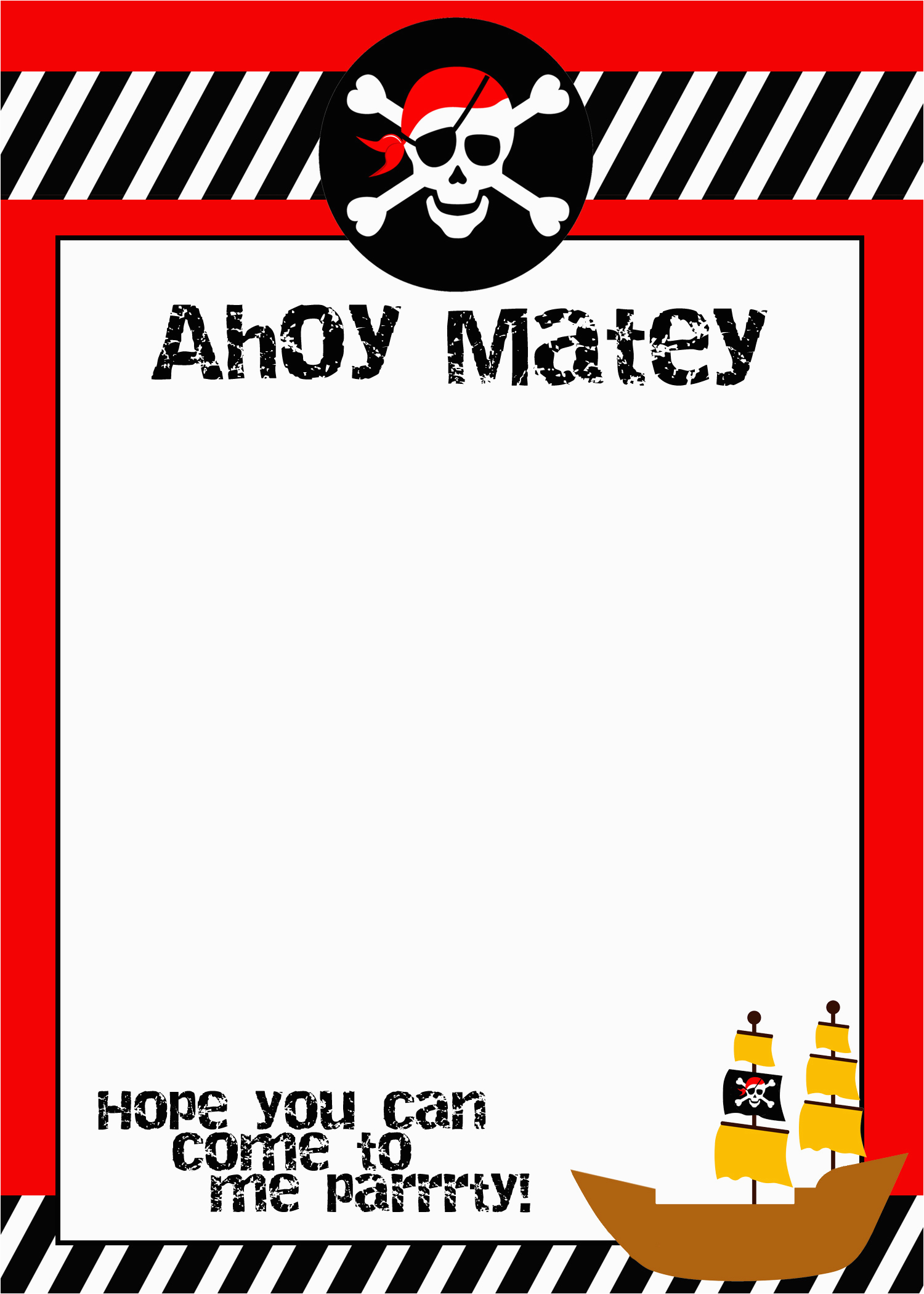 Pirate Birthday Invitations Template Pirate Birthday Party with Free Printables How to Nest