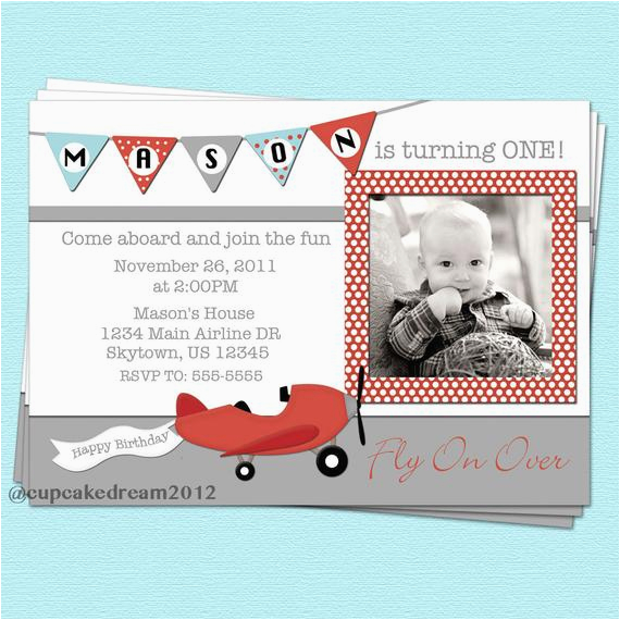 Plane Birthday Invitations Airplane Birthday Invitation by Cupcakedream On Etsy