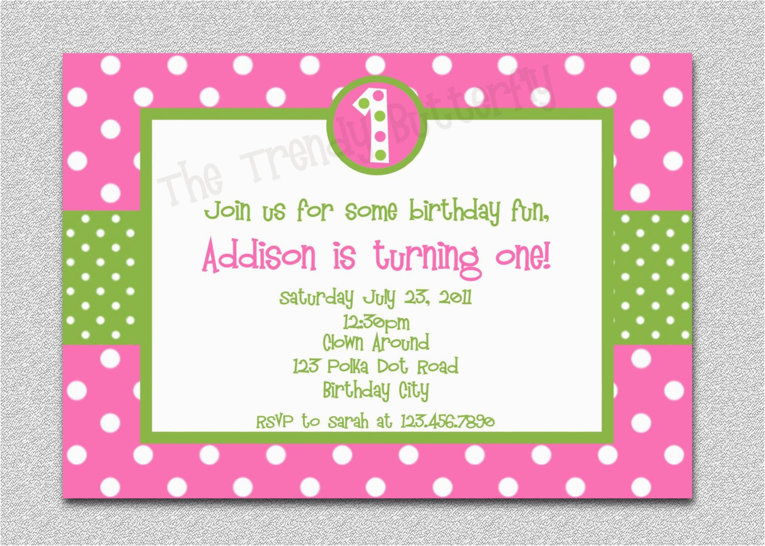 Polka Dot First Birthday Invitations Hot Pink Polka Dot Birthday Invitation Polka Dot Birthday