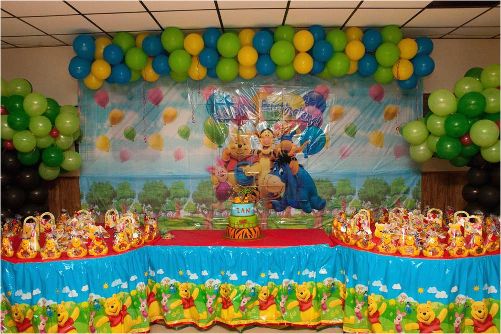 Pooh Bear Birthday Decorations Winnie the Pooh Birthday Party Ideas Photo 11 Of 74