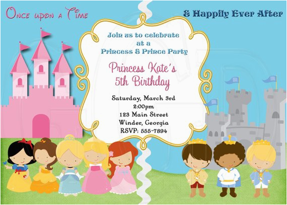 Prince and Princess Birthday Party Invitations Princess and Prince Invitation Digital File