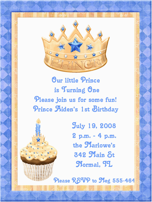 Prince First Birthday Invitations Blue Prince 1st Birthday Party Invitations