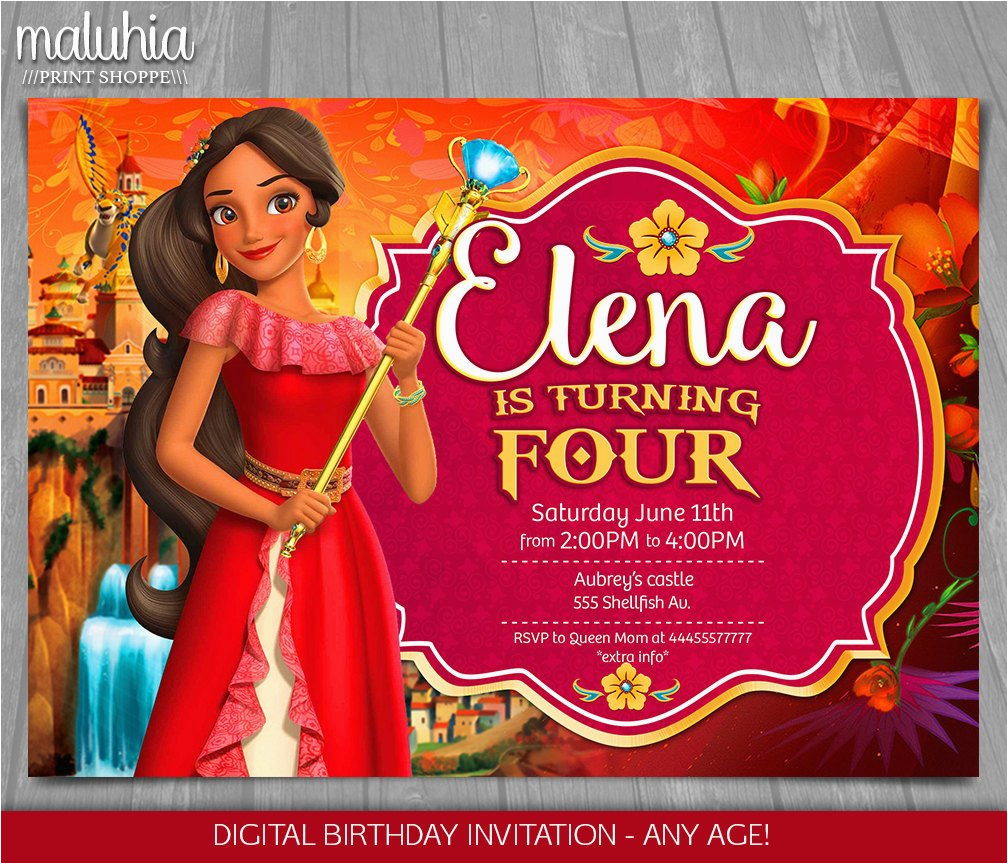 Princess Elena Birthday Invitations Elena Of Avalor Invitation Disney Princess Elena Invite