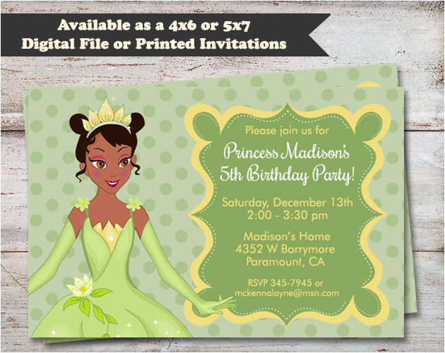 Princess Tiana Birthday Invitations Princess Tiana Birthday Party Invitations Princess and Frog