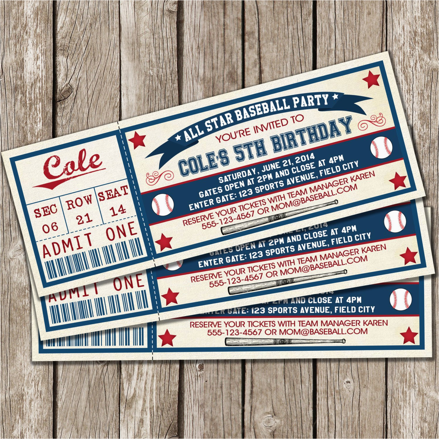 Printable Baseball Ticket Birthday Invitations Vintage Baseball Ticket Invitation Baseball Birthday Party