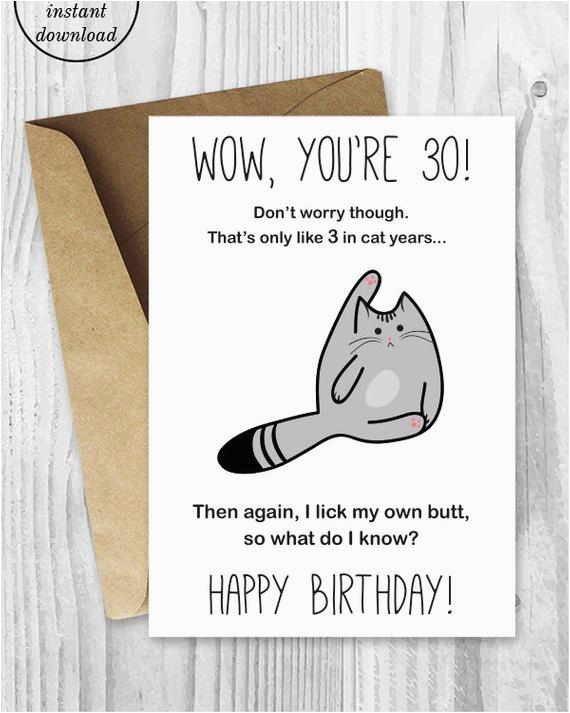 Printable Naughty Birthday Cards 30th Birthday Card Printable Birthday Card Funny Cat Printable Naughty Birthday Cards 30th Birthday Card Printable Birthday Card Funny Cat
