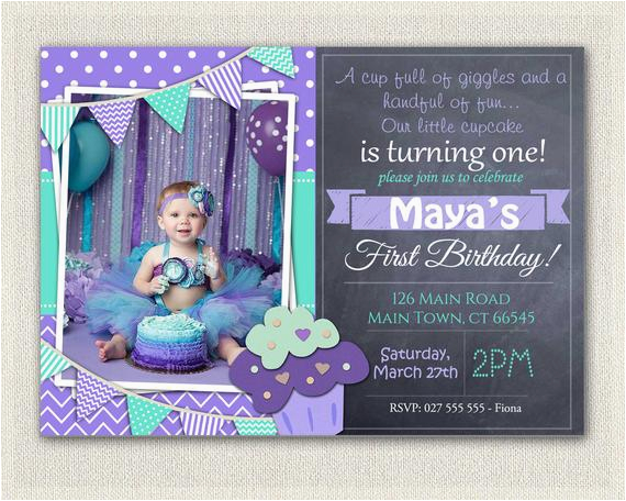 Purple First Birthday Invitations First Birthday Invitation Printable Download 1st Birthday