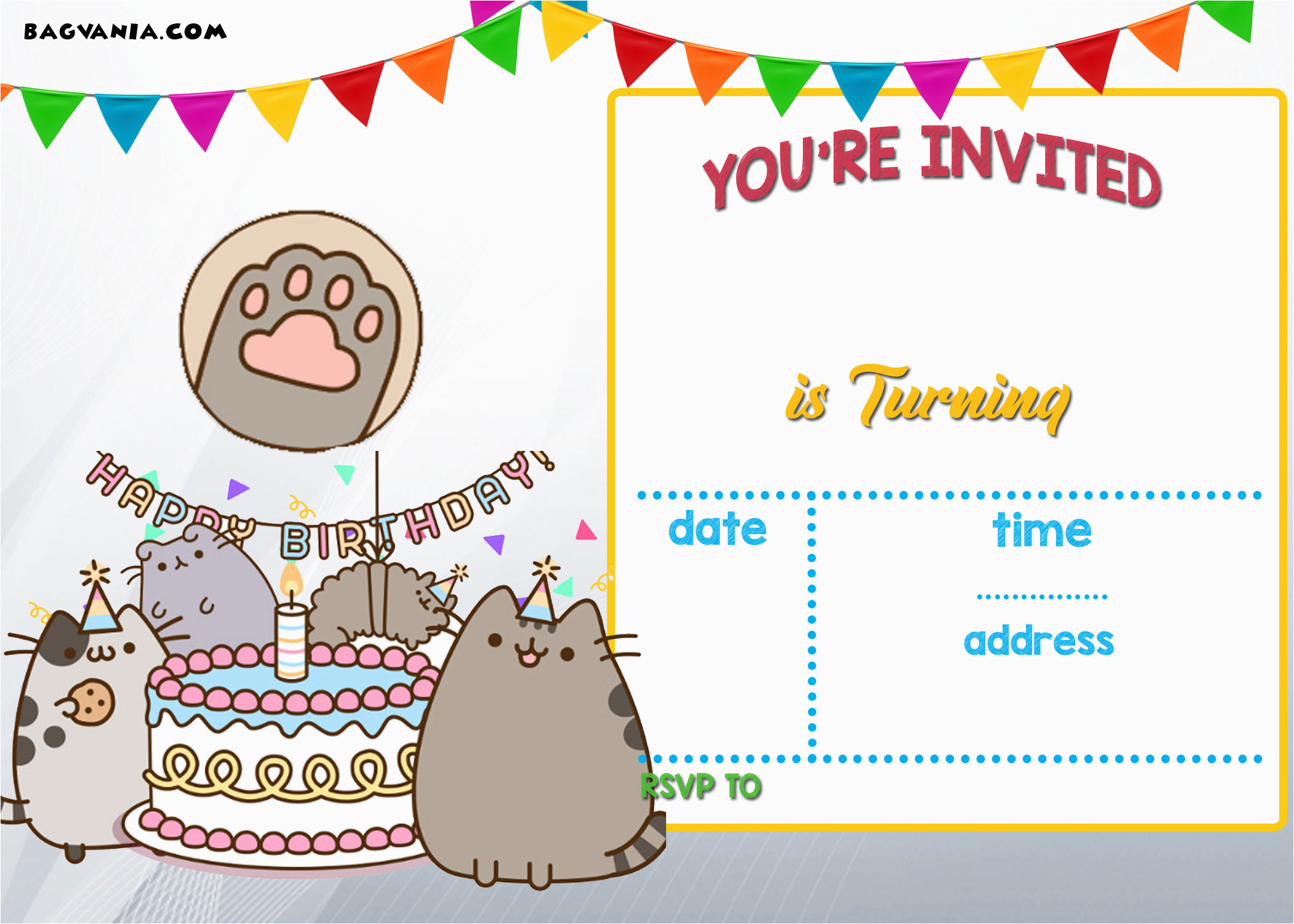 Pusheen Birthday Invitations Free Printable Pusheen Birthday Invitation Template Free