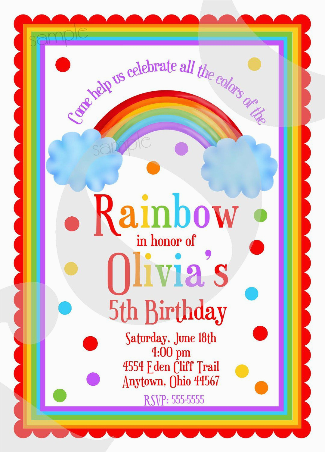 Rainbow themed Birthday Invitations Rainbow themed Birthday Invitations Best Party Ideas