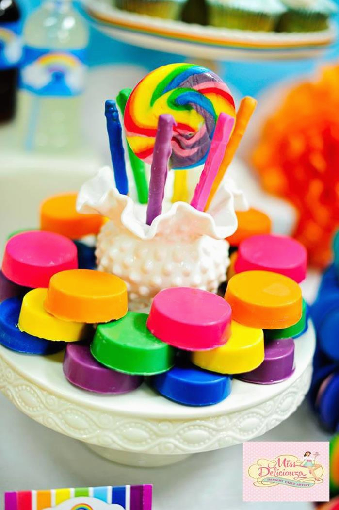 Rainbow themed Birthday Party Decorations Kara 39 S Party Ideas Girly Rainbow Birthday Party Planning