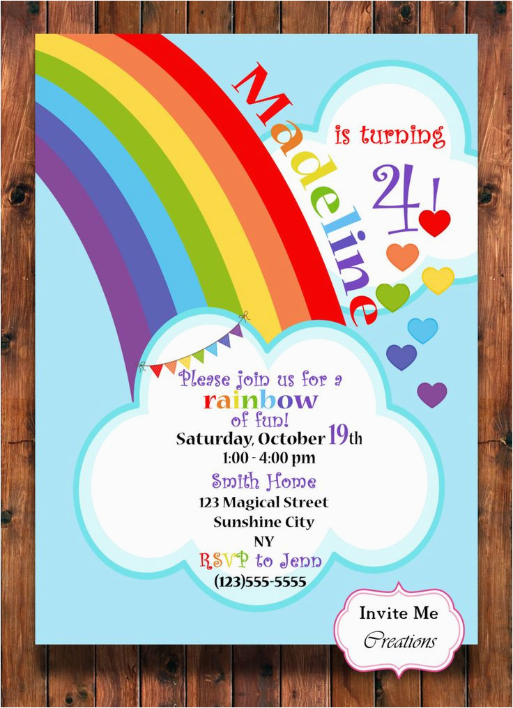 Rainbow themed Birthday Party Invitations Best 25 Rainbow Invitations Ideas On Pinterest Rainbow