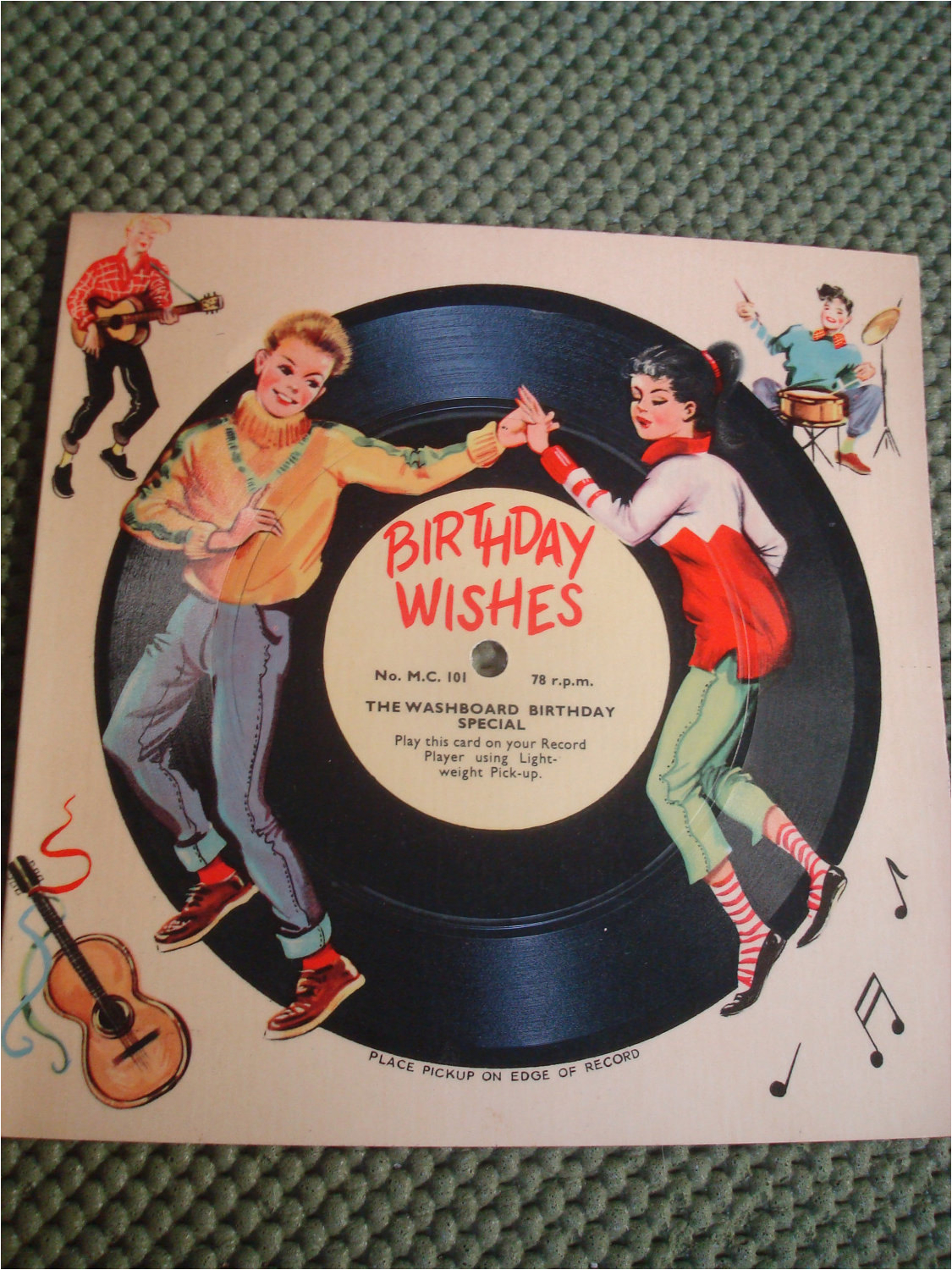 Record Your Own Message Birthday Card Vintage Retro British Birthday Card 78 Rpm Record
