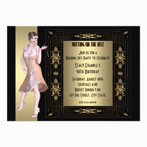 Roaring 20s Birthday Invitations Art Deco Roaring 20 39 S Birthday Party 5×7 Paper Invitation