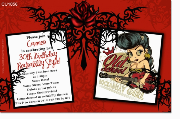 Rockabilly Birthday Invitations Cu1056 Rockabilly Birthday Invitation Ladies Birthday Rockabilly Birthday Invitations Cu1056 Rockabilly Birthday Invitation Ladies Birthday