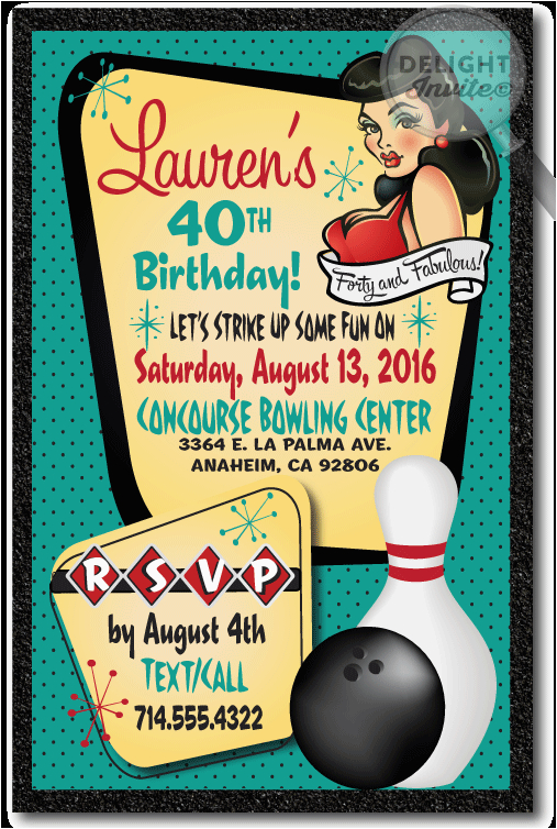 Rockabilly Birthday Invitations Pin Up Girl Bowling Birthday Party Invitations Di 422 Rockabilly Birthday Invitations Pin Up Girl Bowling Birthday Party Invitations Di 422