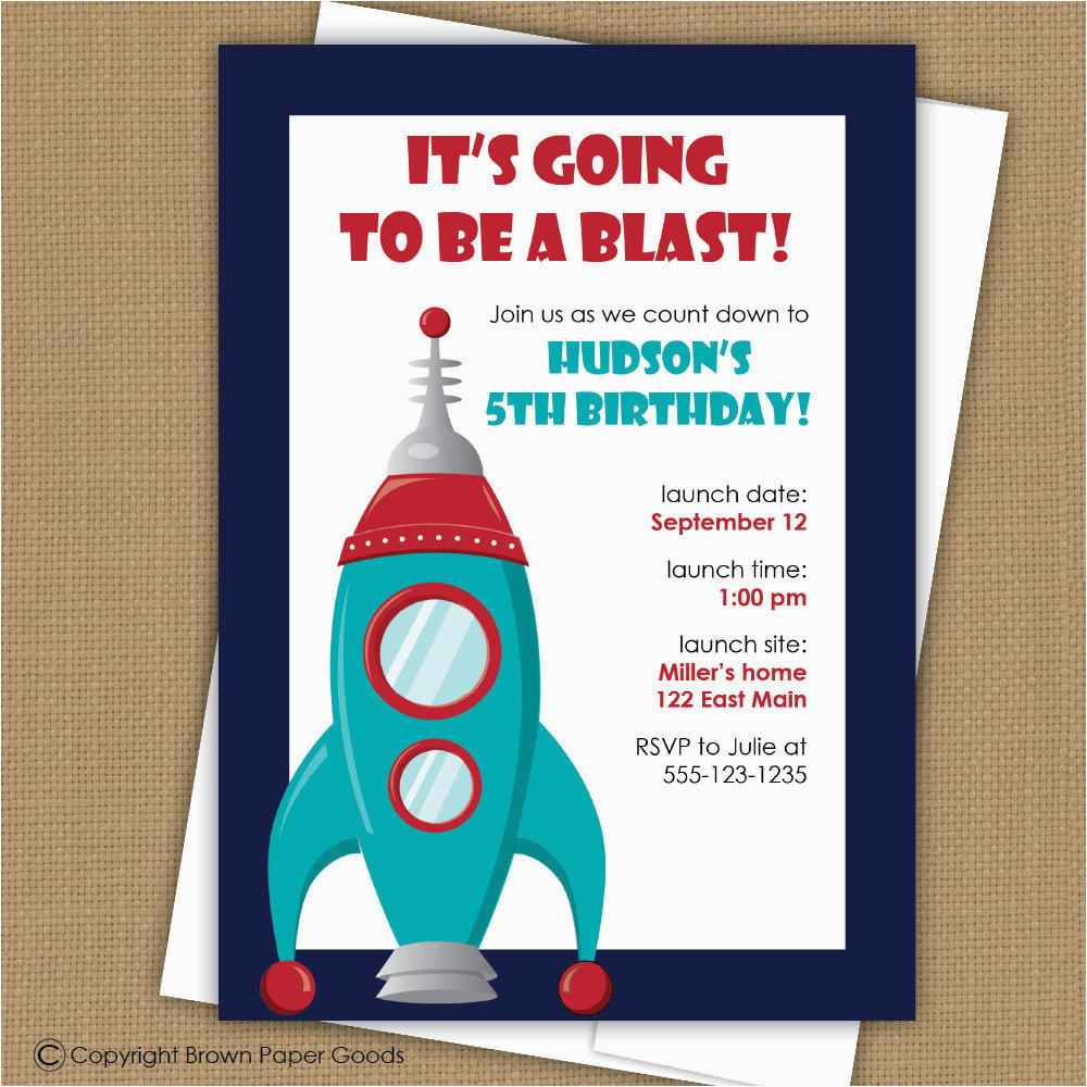 Rocket Ship Birthday Invitations Space Birthday Invitation Rocket Ship Invitation