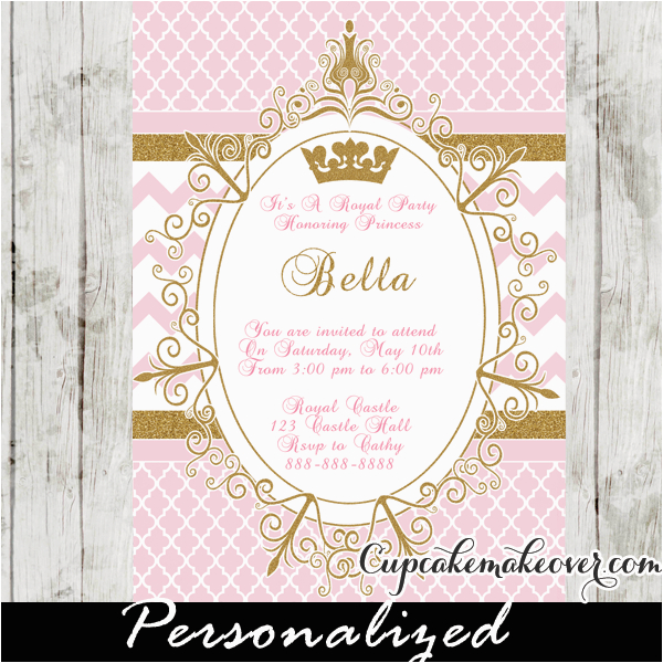 Royal Birthday Invitation Card Royal Princess Party Invitation Pink Personalized Royal Birthday Invitation Card Royal Princess Party Invitation Pink Personalized