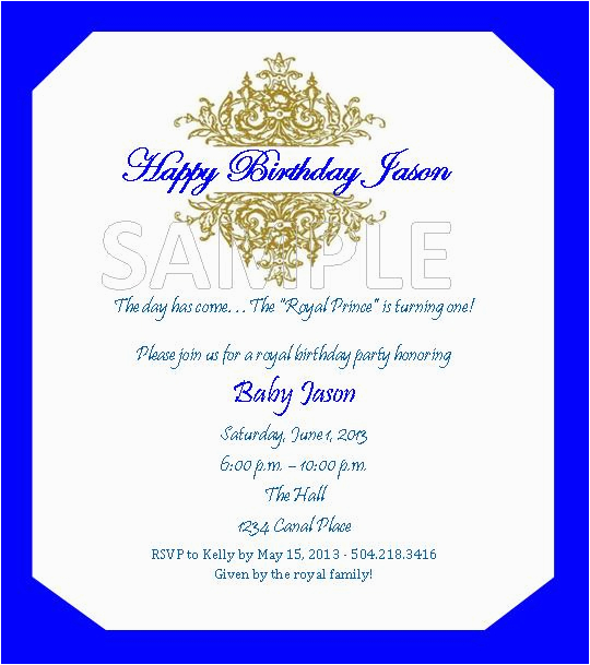 Royal Prince Birthday Party Invitations solutions event Design by Kelly Royal Prince theme