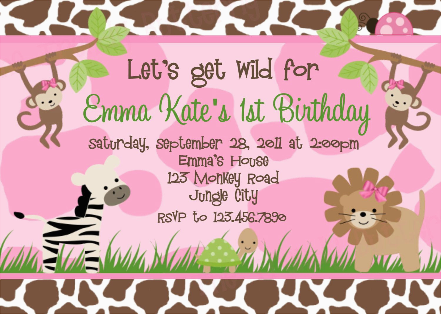 Safari First Birthday Invitations Jungle themed 1st Birthday Invitations Safari themed