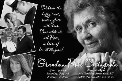 Save the Date 80th Birthday Invitations Classic Black White 80th Birthday Invitation 40th 50th