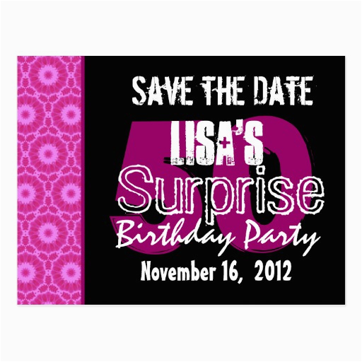 Save the Date Cards for Surprise Birthday Party Save the Date Surprise Party Postcards Postcard Template