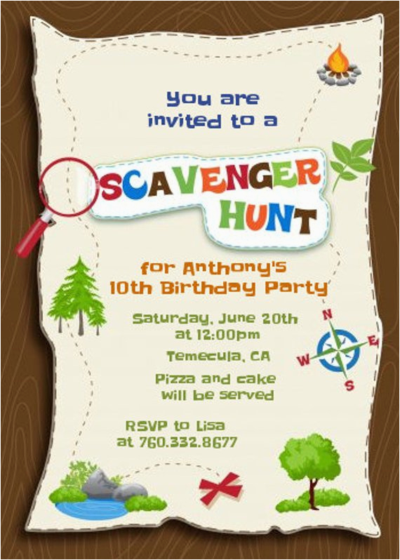 Scavenger Hunt Birthday Invitations Scavenger Hunt Printable Birthday Party by Candlesandfavors