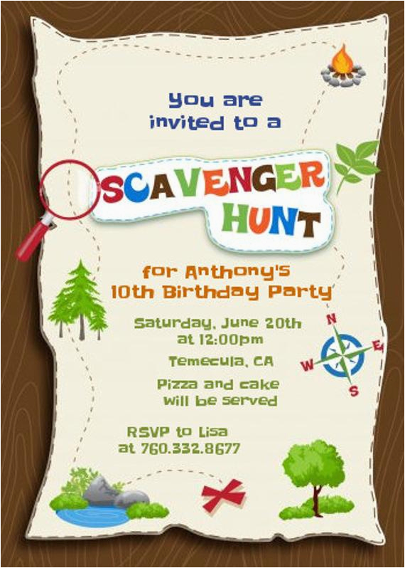 Scavenger Hunt Birthday Party Invitations Scavenger Hunt Printable Birthday Party by Candlesandfavors