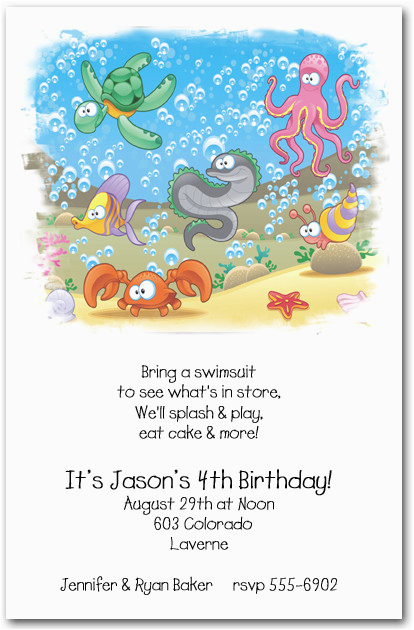 Sea Life Birthday Party Invitations Sea Life Party Invitations Under the Sea Birthday Party