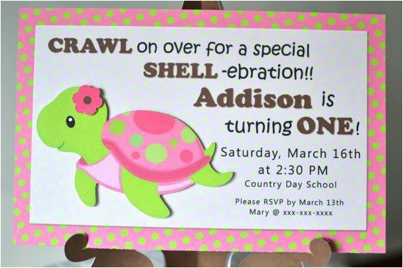 Sea Turtle Birthday Invitations Pink Girl Turtle First Birthday Party or Baby Shower Sea Turtle Birthday Invitations Pink Girl Turtle First Birthday Party or Baby Shower