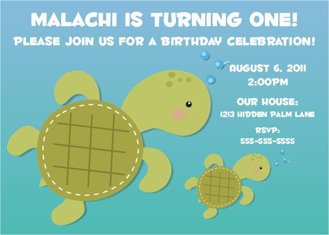 Sea Turtle Birthday Invitations Sea Turtle Birthday Invitation Printable by Photogreetings