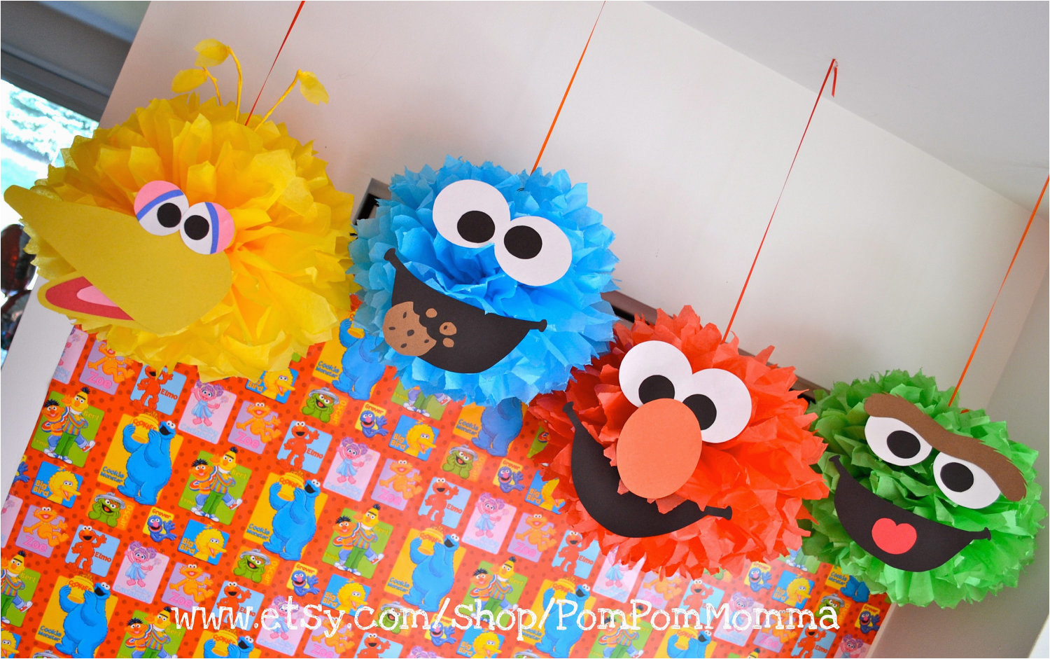 Sesame Street Birthday Decoration Ideas Sesame Street Inspired Party Poms