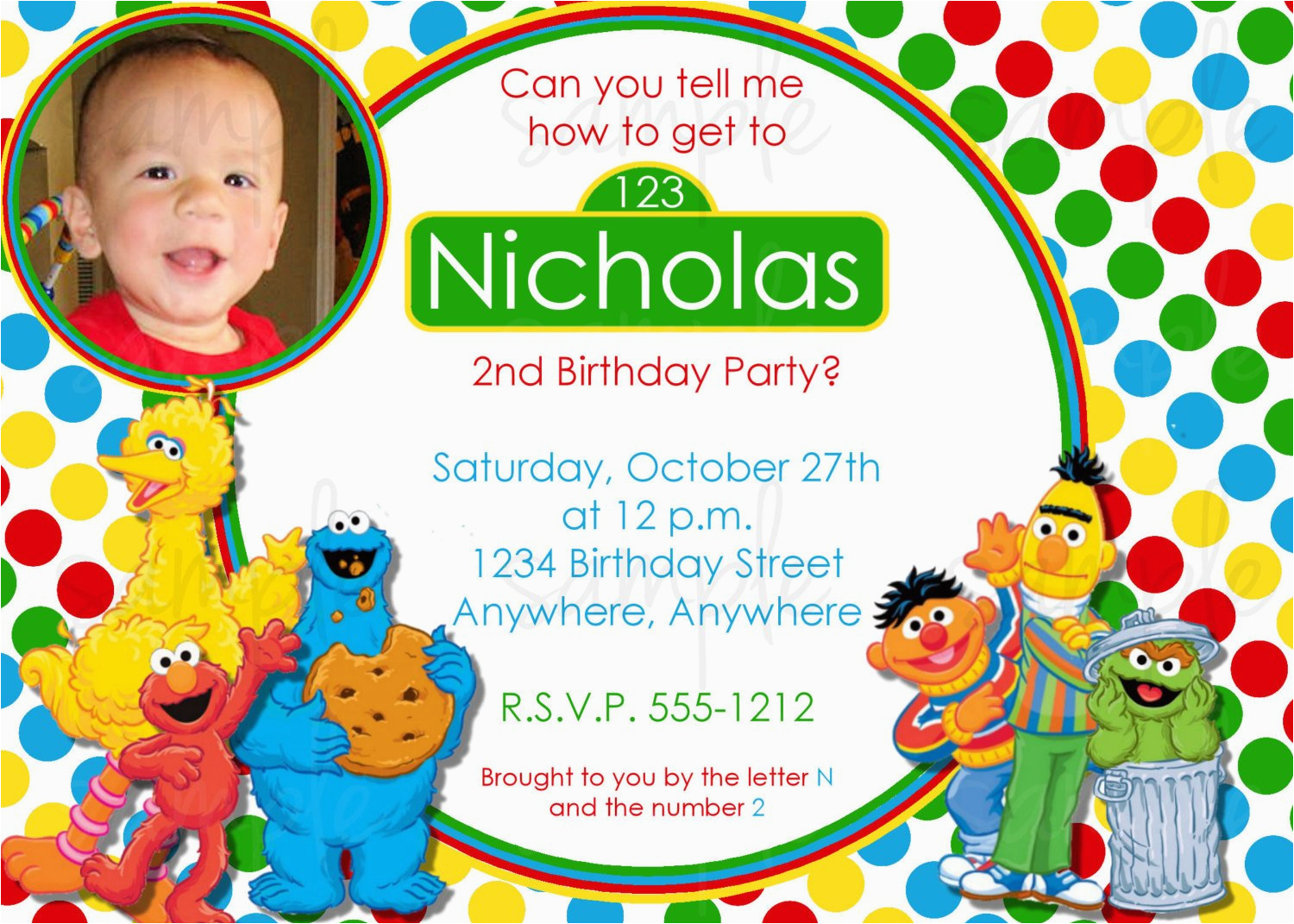 Sesame Street Photo Birthday Invitations Sesame Street Birthday Invitation