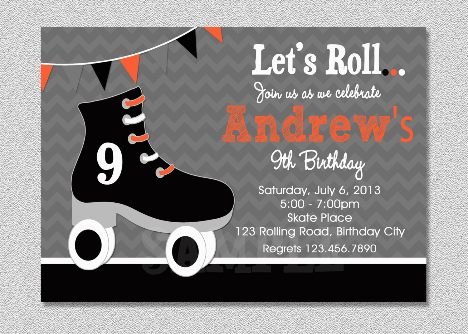 Skating Rink Birthday Party Invitations Boys Skating Birthday Invitation Boys Roller Skating