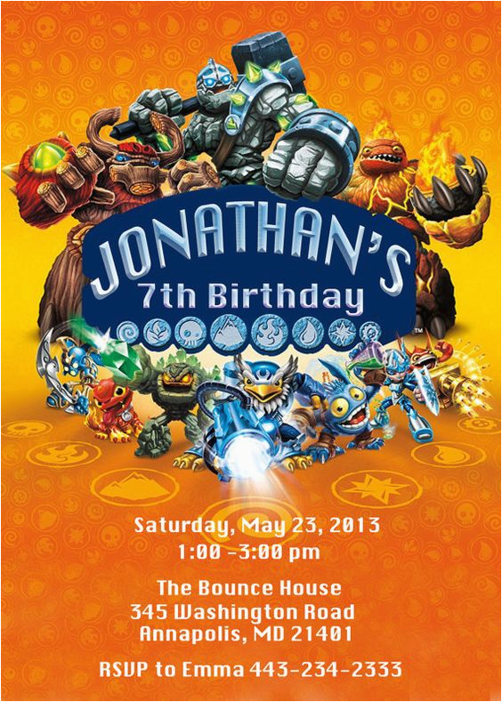 Skylanders Birthday Party Invitations Skylanders Birthday Party Invitation by