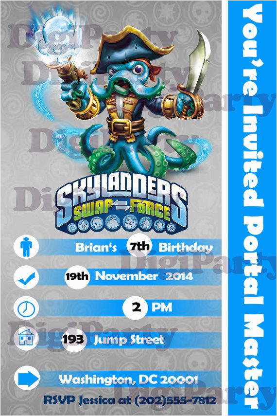 Skylanders Birthday Party Invitations Skylanders Swap force Birthday Party Personalized by