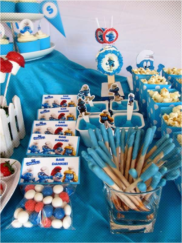 Smurf Decorations for Birthday Party Smurfs Birthday Party Ideas Photo 51 Of 61 Catch My Party