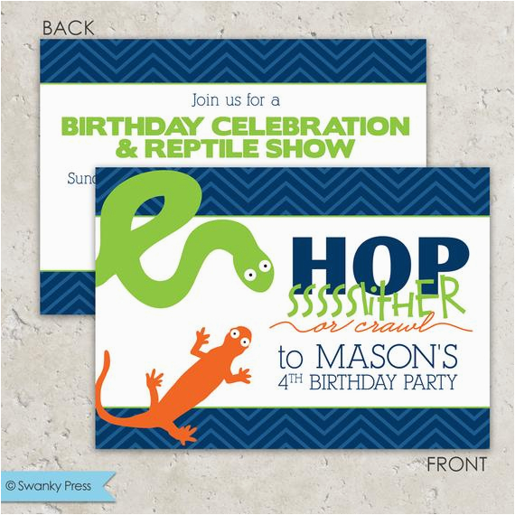 Snake Birthday Invitations Reptile Party Invitations Snake and Lizard Snake Birthday