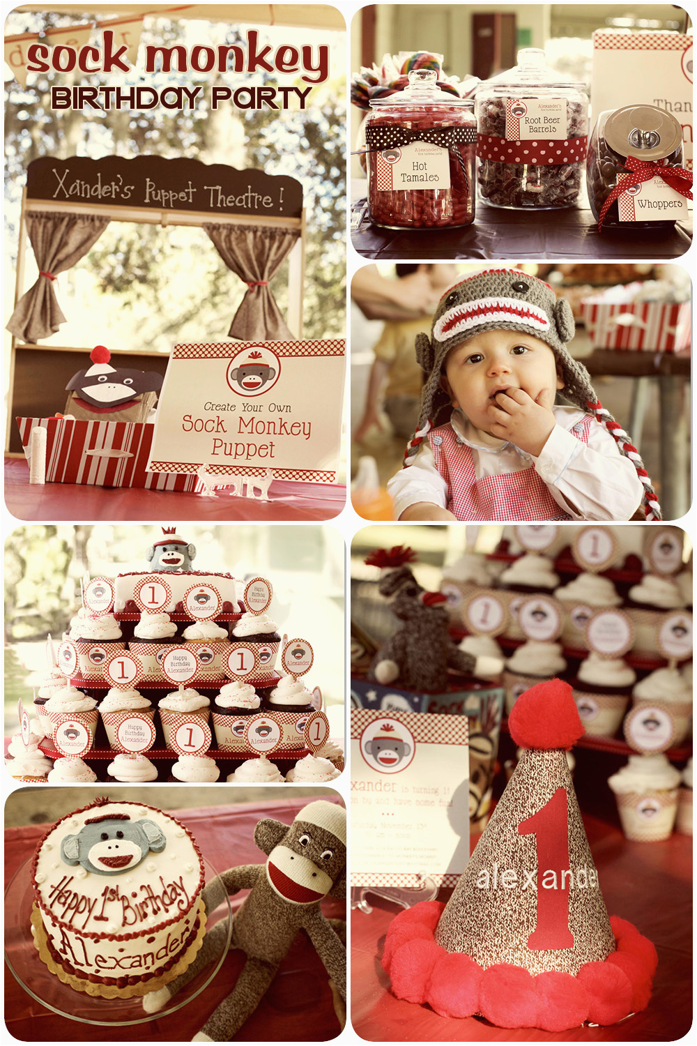 Sock Monkey Birthday Decorations Vintage sock Monkey Birthday Party Pizzazzerie
