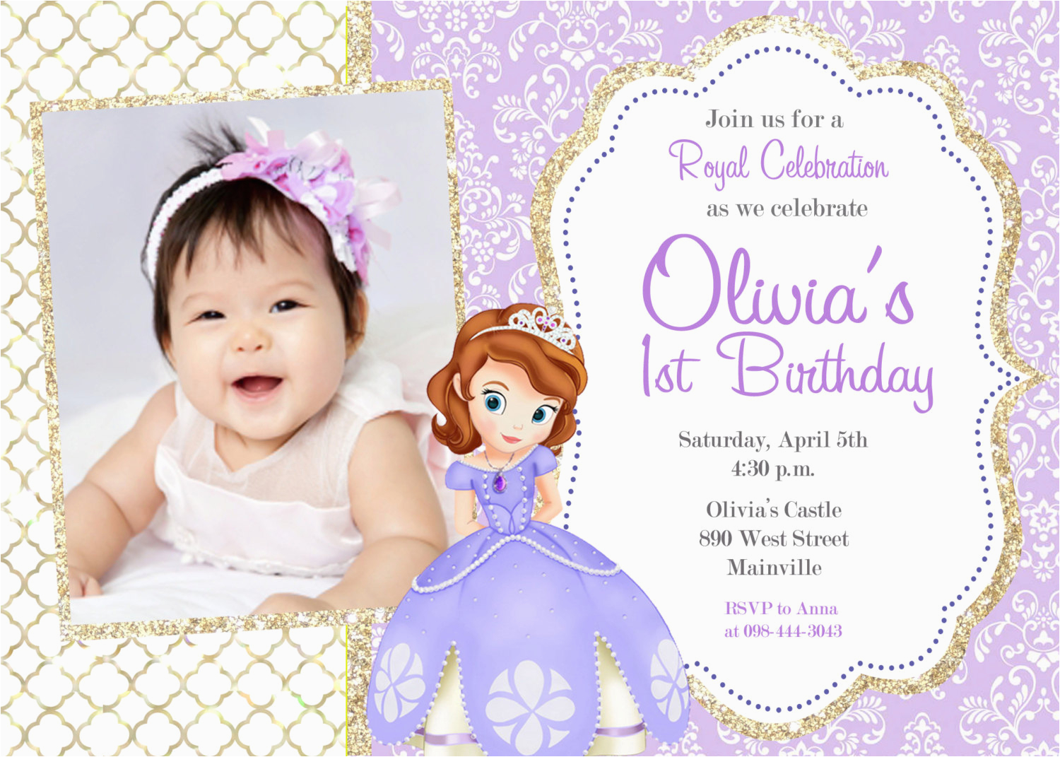 Sofia the First Birthday Invites sofia the First Party Invitations sofia the First Party