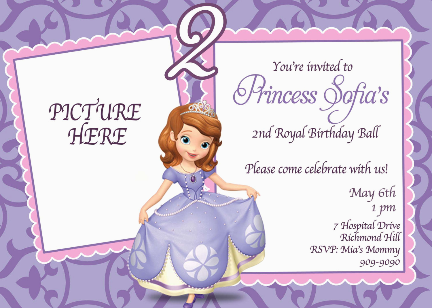 Sofia the First Personalized Birthday Invitations Custom Photo Invitations sofia the First Birthday Invitation