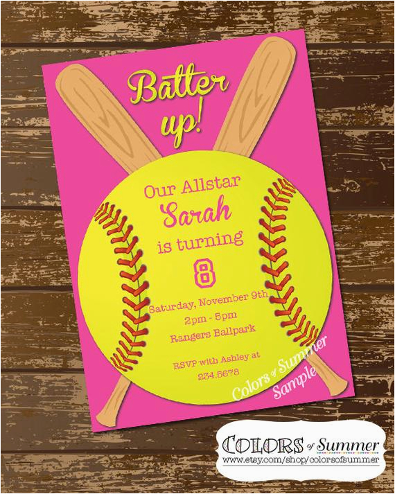 Softball Birthday Invitations softball Invitation Birthday Invitation softball Invite