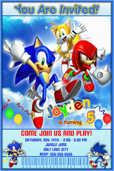 Sonic the Hedgehog Birthday Party Invitations sonic Invitation sonic the Hedgehog Birthday Invitation
