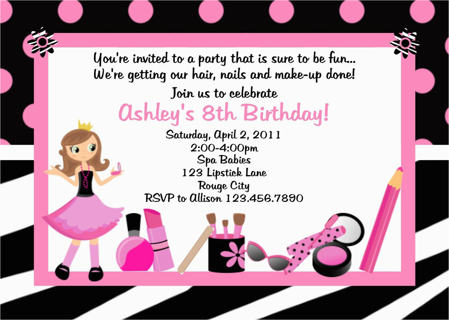 Spa Birthday Party Invitations for Kids Kids Spa Party Invitations Home Party Ideas